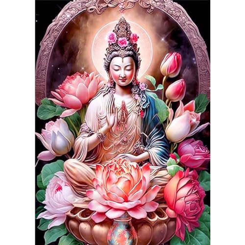 CEOVR 5D Diamond Painting Erwachsene Buddha Lotus,Diamond Painting Set Erwachsene,30x40 cm Lotusblatt Diamond-painting Pictures DIY Cross Embroidery Painting Kits von CEOVR