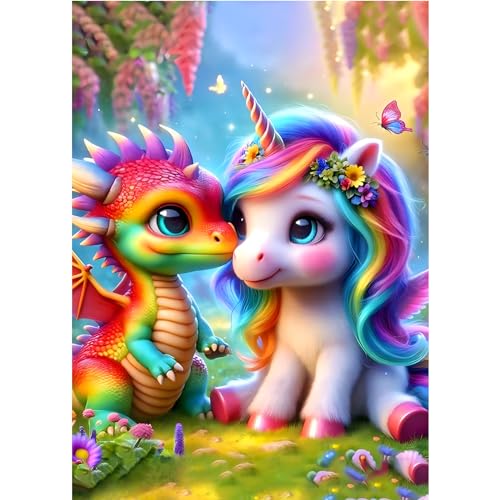 CEOVR 5D Diamond Painting Erwachsene Einhorn Diamant painting Erwachsene,Dinosaurier Diamond Painting Set Erwachsene,30x40 cm Diamond-painting Pictures Cartoon,Embroidery Painting Kits von CEOVR