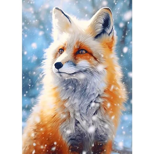 CEOVR 5D Diamond Painting Erwachsene Fuchs Diamant painting Erwachsene,Tiere Diamond Painting Set Erwachsene,30x40 cm Diamond-painting Pictures Fuchs im Schnee,Embroidery Painting Kits von CEOVR