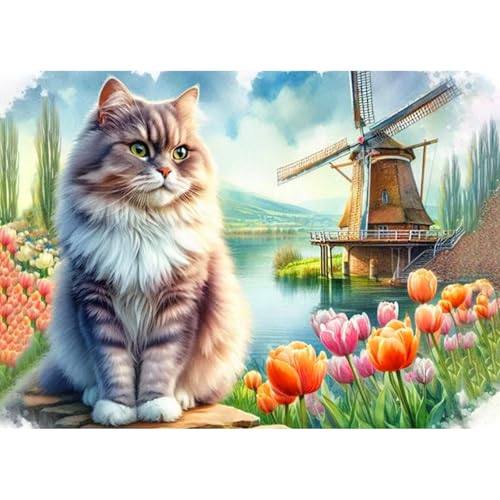 CEOVR 5D Diamond Painting Erwachsene Katze,Blumen Diamond Painting Set Erwachsene,30x40 cm Diamond-painting Pictures DIY Cross Embroidery Painting Kits,Landschaft von CEOVR