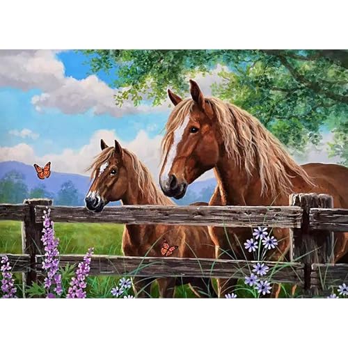 CEOVR 5D Diamond Painting Erwachsene Pferd,Tiere Diamond Painting Set Erwachsene,30x40 cm Diamond-painting Pictures DIY Cross Embroidery Painting Kits,Bauernhof von CEOVR