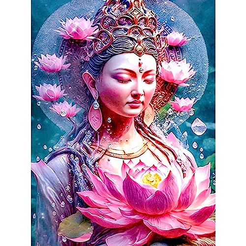 CEOVR 5D Diamond Painting Kits,Runden Diamond Diamant Dots Art,Buddha Frau,30x40 cm DIY Kreuzstickerei Diamant Malere Kits Kunsthandwerk für Erwachsene,Home Wall Decor,Blumen von CEOVR