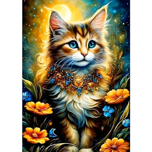 CEOVR Diamond Painting Erwachsene Katze 5D Diamond Painting Bilder Erwachsene Blumen DIY Diamond-painting,Braune Katze Diamond Painting Set für Dekoration,Geschenk für Freunde,30x40 cm von CEOVR