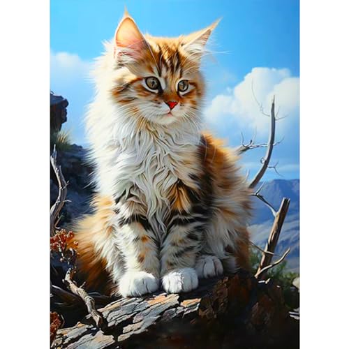 CEOVR Diamond Painting Erwachsene Katze 5D Diamond Painting Bilder Kinder Tier DIY Diamond-painting,Tricolor Cat Diamond Painting Set für Dekoration,30x40 cm von CEOVR