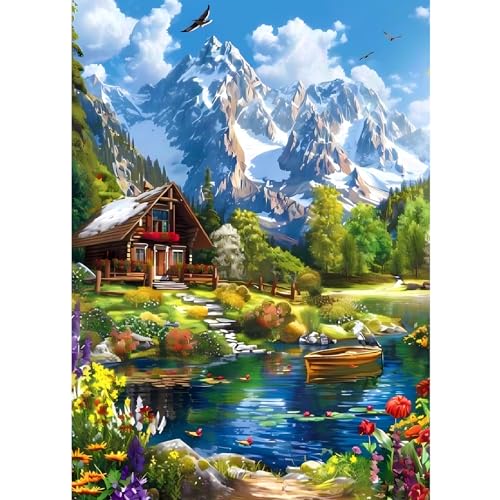 CEOVR Diamond Painting Erwachsene Landschaft 5D Diamond Painting Bilder Erwachsene,DIY Diamond-painting,Diamond Painting Set für Dekoration,30x40 cm,Kleines Haus unter dem Schneeberg von CEOVR