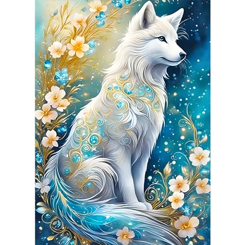 CEOVR Diamond Painting Erwachsene Tier 5D Diamond Painting Bilder Kinder,DIY Diamond-painting Fuchs,Blumen Diamond Painting Set 30x40cm,Diamond Art Kit von CEOVR