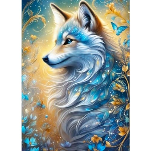 CEOVR Diamond Painting Erwachsene Wolf 5D Diamond Painting Bilder Kinder Schmetterling und Blumen DIY Diamond-painting,Fantasie Diamond Painting Set,Geschenk für Freunde,30x40 cm von CEOVR