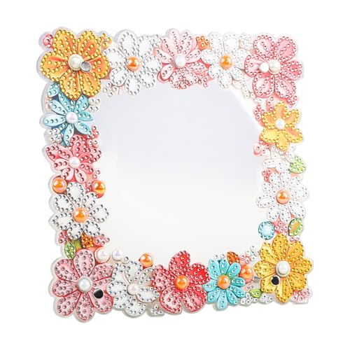 CEOVR Diamond Painting Foto Rahmen Kits DIY Diamond Art Tisch Deko Fotorahmen,20x20 cm,Blumen und Perle,8x8in Painting Art Frame von CEOVR