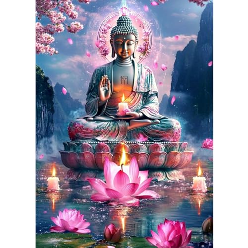 CEOVR Diamond Painting Kit Erwachsene,Diamond-painting Buddha und Lotus,30x40 cm Diamant Paintings Kit,Buddha Diamond Painting Bilder Set,5D DIY Diamond Painting Bilder Kit von CEOVR