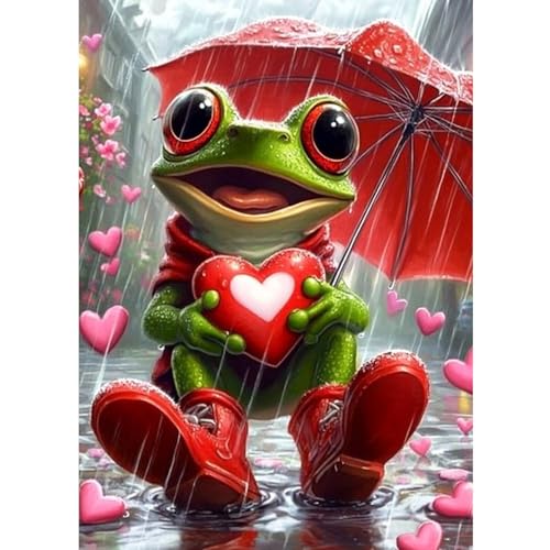 CEOVR Diamond Painting Kit Erwachsene,Diamond-painting Frosch,30x40 cm Liebe Herz Diamant Paintings Kit,5D DIY Diamond Painting Bilder Set,5D DIY Diamond Painting Bilder Kit von CEOVR