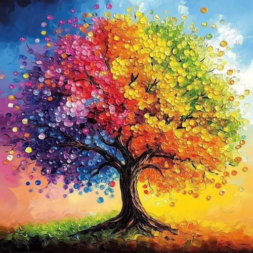 CEOVR Diamond Painting Kit Erwachsene Baum des Lebens Diamond-painting,30x40 cm Diamant Paintings Kit,Regenbogenbaum Diamond Painting Bilder Set,5D DIY Diamond Painting Bilder Kit von CEOVR