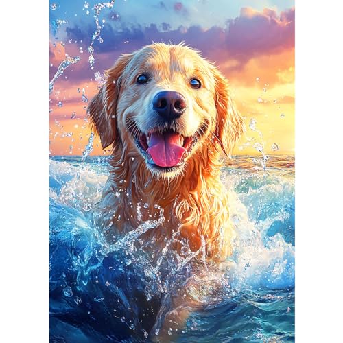 CEOVR Diamond Painting Kit Erwachsene Golden Retriever Diamond-painting,30x40 cm Diamant Paintings Kit,Spielender Hund Diamond Painting Bilder Set,5D DIY Diamond Painting Bilder Kit von CEOVR