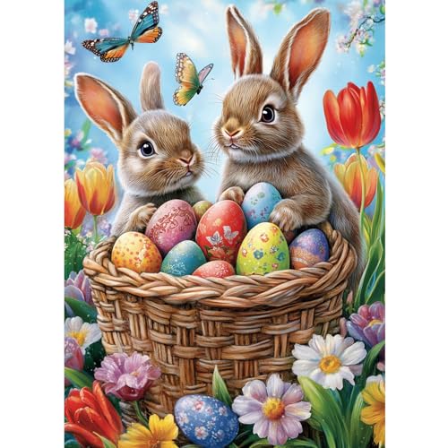 CEOVR Diamond Painting Kit Erwachsene Hase,Diamond-painting,30x40 cm Ostern Diamant Paintings Kit,5D DIY Diamond Painting Bilder Set 2 Kaninchen,Crystal Art Set von CEOVR