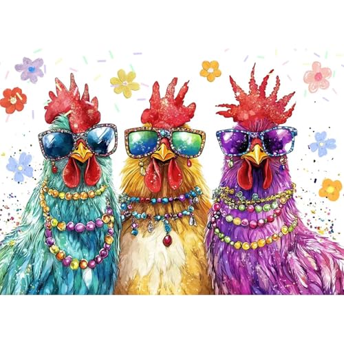 CEOVR Diamond Painting Kit Erwachsene Huhn,Tiere Diamond-painting Rock-Stil,30x40 cm Diamant Paintings Kit,5D DIY Diamond Painting Bilder Set,5D DIY Diamond Painting Bilder Kit von CEOVR