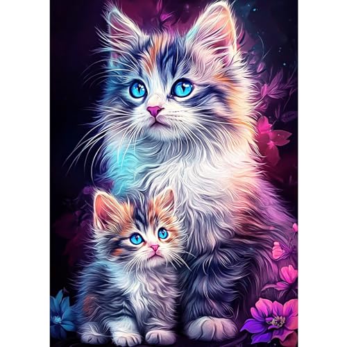 CEOVR Diamond Painting Kit Erwachsene Katze Diamond-painting,30x40 cm Diamant Paintings Kit,5D DIY Diamond Painting Bilder Set Langhaarige Katzen,DIY Diamond Painting Kits von CEOVR