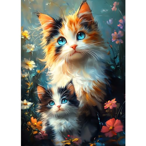 CEOVR Diamond Painting Kit Erwachsene Katze Diamond-painting,30x40 cm Diamant Paintings Kit Dreifarbige Katzen,5D DIY Diamond Painting Bilder Set Süß,DIY Diamond Painting Kits von CEOVR