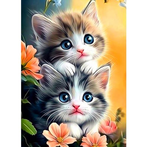 CEOVR Diamond Painting Kit Erwachsene Katze Diamond-painting,30x40 cm Diamant Paintings Kit Katzenbrüder,5D DIY Diamond Painting Bilder Set Süße Tiere,DIY Diamond Painting Kits von CEOVR