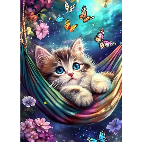 CEOVR Diamond Painting Kit Erwachsene Katzen Diamond-painting,30x40 cm Diamant Paintings Kit,5D Blumen und Schmetterlinge Diamond Painting Bilder Set,5D Tiere Diamond Painting Bilder Kit von CEOVR