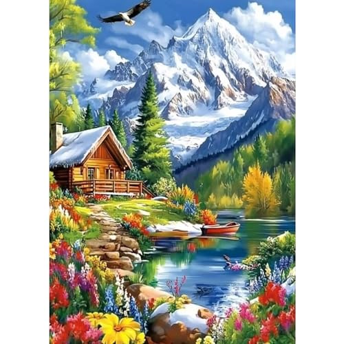 CEOVR Diamond Painting Kit Erwachsene Landschaft Diamond-painting,30x40 cm Diamant Paintings Kit,5D DIY Diamond Painting Bilder Set Schneebedeckte Berge und Wälder von CEOVR