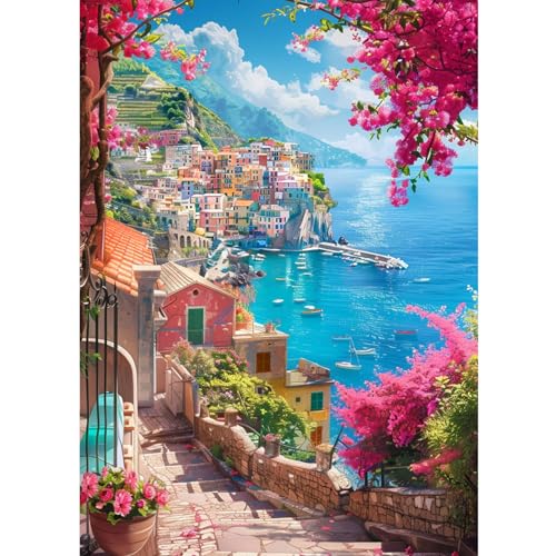 CEOVR Diamond Painting Kit Erwachsene Landschaft Diamond-painting Küstenstadt,30x40 cm Diamant Paintings Kit,5D DIY Diamond Painting Bilder Set,5D DIY Diamond Painting Bilder Kit von CEOVR