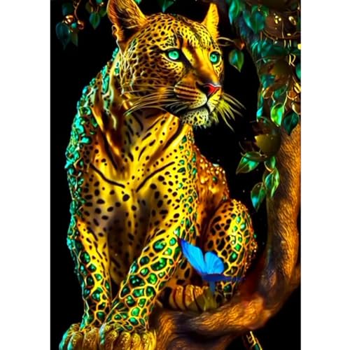 CEOVR Diamond Painting Kit Erwachsene Leopard Diamond-painting Tiere,30x40 cm Diamant Paintings Kit,5D DIY Diamond Painting Bilder Set,5D DIY Goldener Gepard Diamond Painting Bilder Kit von CEOVR