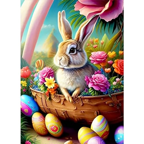 CEOVR Diamond Painting Kit Erwachsene Ostern Diamond-painting Hase,30x40 cm Diamant Paintings Kit,5D Süß Tier Diamond Painting Bilder Set,Niedlich Crystal Art Set von CEOVR