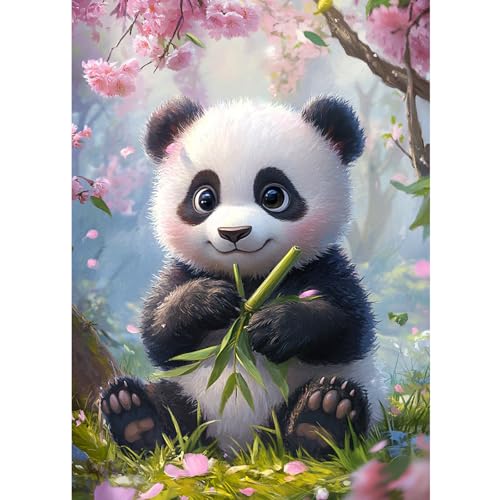 CEOVR Diamond Painting Kit Erwachsene Panda Diamond-painting,30x40 cm Diamant Paintings Kit,5D DIY Diamond Painting Bilder Set,Diamond Painting Bilder Kit,Panda unter dem Blumenbaum von CEOVR