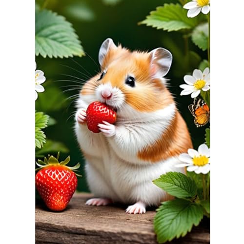 CEOVR Diamond Painting Kit Erwachsene Tier Diamond-painting,30x40 cm Hamster Diamant Paintings Kit,5D DIY Diamond Painting Bilder Set Maus Isst Beeren,Crystal Art Set von CEOVR