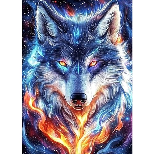 CEOVR Diamond Painting Kit Erwachsene Wolf,Diamond-painting,30x40 cm Fantasiefeuer Diamant Paintings Kit,5D DIY Diamond Painting Bilder Set,Diamond Art Set von CEOVR