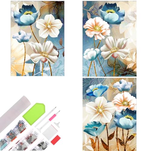 CEOVR Diamond Painting Kits Erwachsene,Blumen Diamant Painting 3 Pieces,30x40 cm Diamond Painting Bilder,3 Stück Diamond-painting Set,Diamond Painting Kinder von CEOVR