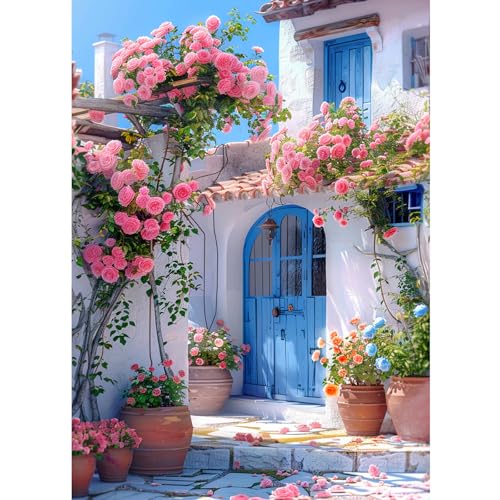 CEOVR Diamond Painting Kits Erwachsene,Landschaft Diamant Painting,Haus und Blumen Diamond Painting Bilder,30x40 cm Diamond-painting Set,Diamond Painting Erwachsene,Rosen von CEOVR