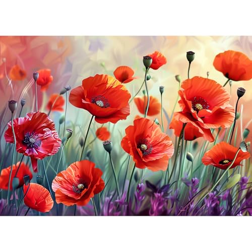 CEOVR Diamond Painting Kits Erwachsene,Mohnblume Diamant Painting,Blumen Diamond Painting Bilder,30x40 cm Diamond-painting Set,Diamond Painting Erwachsene,Wunderschöne Blumen von CEOVR