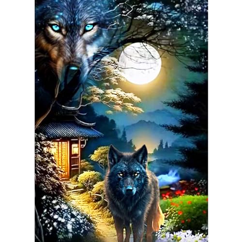 CEOVR Diamond Painting Kits Erwachsene,Wölfe Diamant Painting,Tiere Diamond Painting Bilder,30x40 cm Diamond-painting Set,5D DIY Nacht Diamond Painting Erwachsene von CEOVR