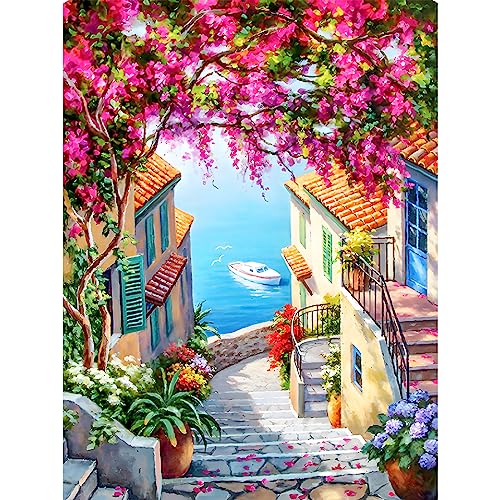 CEOVR Diamond Painting Kits Küsten Landschaft,5D DIY Blumen Diamant Painting Art Erwachsene,30x40 cm,Mosaik Kristall Painting nach Zahlen Kits Kunsthandwerk für Home Wall Decor von CEOVR