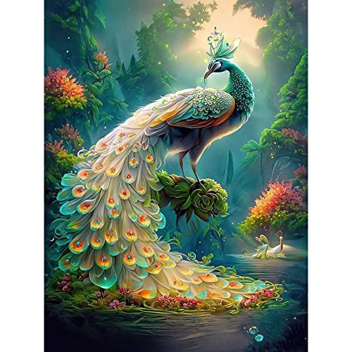 CEOVR Diamond Painting Pfau,5D DIY Diamant Dots Art Kits Erwachsene Kinder,Diamond Painting Bilder Blumen und Wald,Diamant Malerei Set für Wanddekoration,30x40 cm von CEOVR