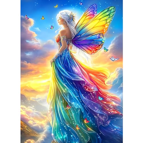 CEOVR Fee Diamond Painting Kit Erwachsene Diamond-painting,30x40 cm Schmetterling Sfee Diamant Paintings Kit,5D DIY Diamond Painting Bilder Set,5D DIY Diamond Painting Bilder Kit von CEOVR