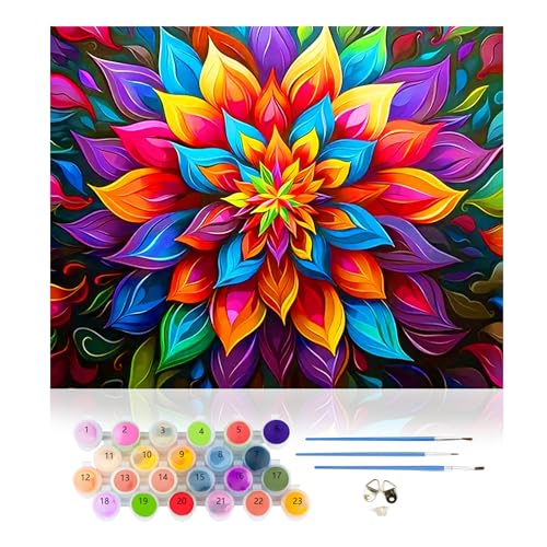 CEOVR Malen Nach Zahlen Erwachsene Kit,Blumen Mal Nach Zahlen für Erwachsene Anfänger,Bunte Blumen Paint by Numbers Adult Set,Ohne Rahmen 40x50 cm DIY Painting by Numbers von CEOVR