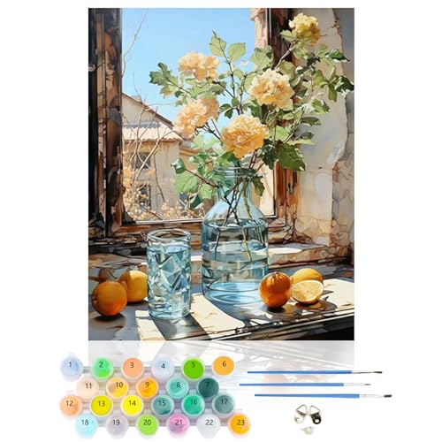 CEOVR Malen Nach Zahlen Erwachsene Kit,Blumen Mal Nach Zahlen für Erwachsene Anfänger,Landschaft Paint by Numbers Adult Set,Ohne Rahmen 40x50 cm DIY Painting by Numbers,Nelken von CEOVR