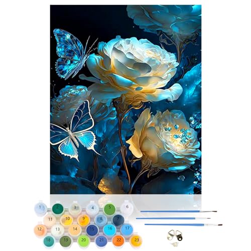 CEOVR Malen Nach Zahlen Erwachsene Kit,Blumen Mal Nach Zahlen für Erwachsene Anfänger,Pfingstrose Paint by Numbers Adult Set,Ohne Rahmen 40x50 cm DIY Painting by Numbers von CEOVR