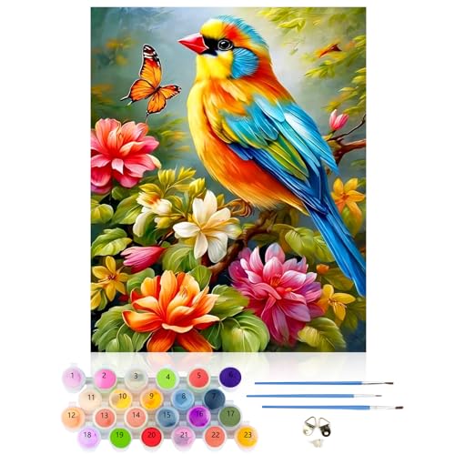 CEOVR Malen Nach Zahlen Erwachsene Kit,Blumen Mal Nach Zahlen für Erwachsene Anfänger,Vögel Paint by Numbers Adult Set,Ohne Rahmen 40x50 cm DIY Painting by Numbers Schmetterlinge von CEOVR