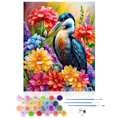 CEOVR Malen Nach Zahlen Erwachsene Kit,Blumen Mal Nach Zahlen für Erwachsene Anfänger,Vögel Paint by Numbers Adult Set,Ohne Rahmen 40x50 cm DIY Painting by Numbers Tiere von CEOVR