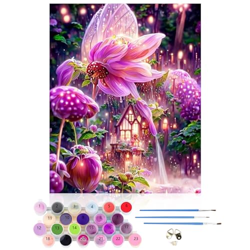 CEOVR Malen Nach Zahlen Erwachsene Kit,Blumen Mal Nach Zahlen für erwachsene Anfänger,Fantasie Blumen Paint by Numbers Adult Set,40x50 cm DIY Painting by Numbers von CEOVR