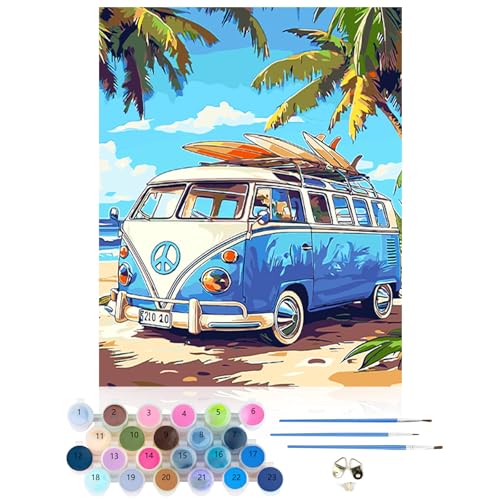 CEOVR Malen Nach Zahlen Erwachsene Kit,Bus Mal Nach Zahlen für erwachsene Anfänger,Landschaft Paint by Numbers Adult Set,40x50 cm DIY Painting by Numbers von CEOVR