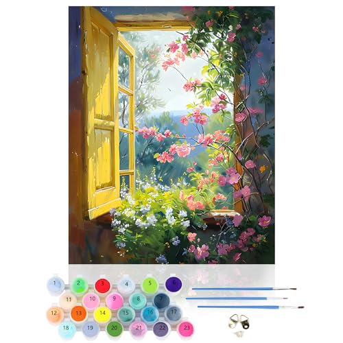 CEOVR Malen Nach Zahlen Erwachsene Kit,Landschaft Mal Nach Zahlen für Erwachsene Anfänger,Blumen Paint by Numbers Adult Set,Ohne Rahmen 40x50 cm DIY Painting by Numbers,Berge von CEOVR