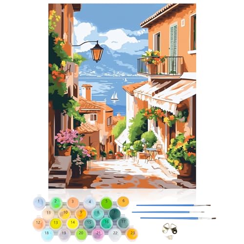 CEOVR Malen Nach Zahlen Erwachsene Kit,Landschaft Mal Nach Zahlen für erwachsene Anfänger,Landstraße Paint by Numbers Adult Set,40x50 cm DIY Painting by Numbers Sternenhimmel in der Nacht von CEOVR