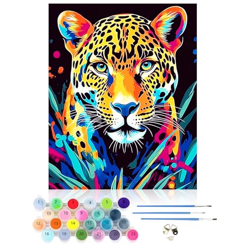 CEOVR Malen Nach Zahlen Erwachsene Kit,Leopard Mal Nach Zahlen für erwachsene Anfänger,Tiere Paint by Numbers Adult Set,40x50 cm DIY Painting by Numbers von CEOVR