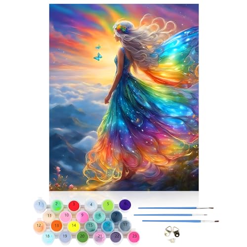 CEOVR Malen Nach Zahlen Erwachsene Kit,Mädchen Mal Nach Zahlen für Erwachsene Anfänger,Elfe Paint by Numbers Adult Set,Ohne Rahmen 40x50 cm DIY Painting by Numbers Schmetterling von CEOVR