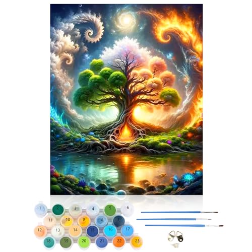 CEOVR Malen Nach Zahlen Erwachsene Kit,Mal Nach Zahlen für Erwachsene Anfänger,Baum des Lebens Paint by Numbers Adult Set,Ohne Rahmen 40x50 cm DIY Painting by Numbers Fantasie von CEOVR