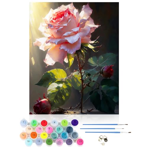 CEOVR Malen Nach Zahlen Erwachsene Kit,Rosen Mal Nach Zahlen für Erwachsene Anfänger,Blumen Paint by Numbers Adult Set,Ohne Rahmen 40x50 cm DIY Painting by Numbers Sonnenschein von CEOVR