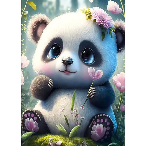 CEOVR Pandas Diamond Painting Erwachsene,Diamant Painting Bilder Tiere und Blumen, 5D DIY Diamond Painting Bilder 30x40 cm,Diamant Art Bilder Set von CEOVR